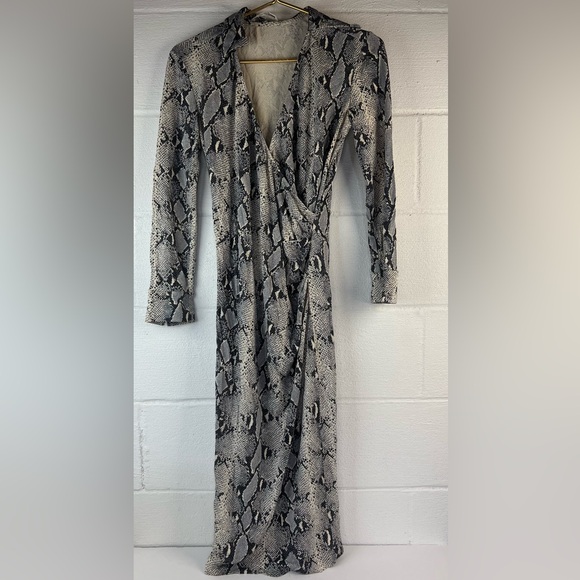 DVF Faux Wrap Snake Print Dress, Petite - Picture 2 of 7